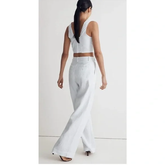 Madewell The Harlow Wide-Leg Pant in 100% Linen New tags size 4 smoke pet free - Picture 4 of 9